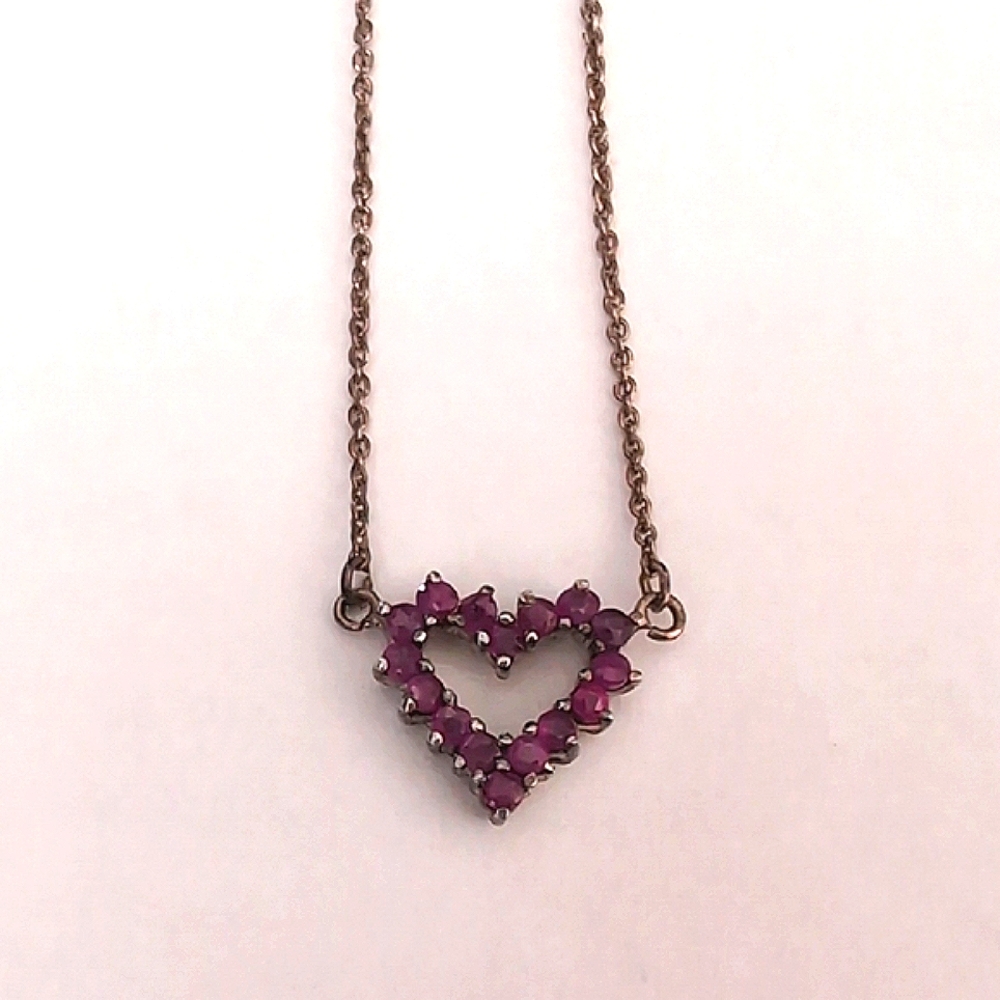Vintage Heart-Shaped Purple Stone Necklace